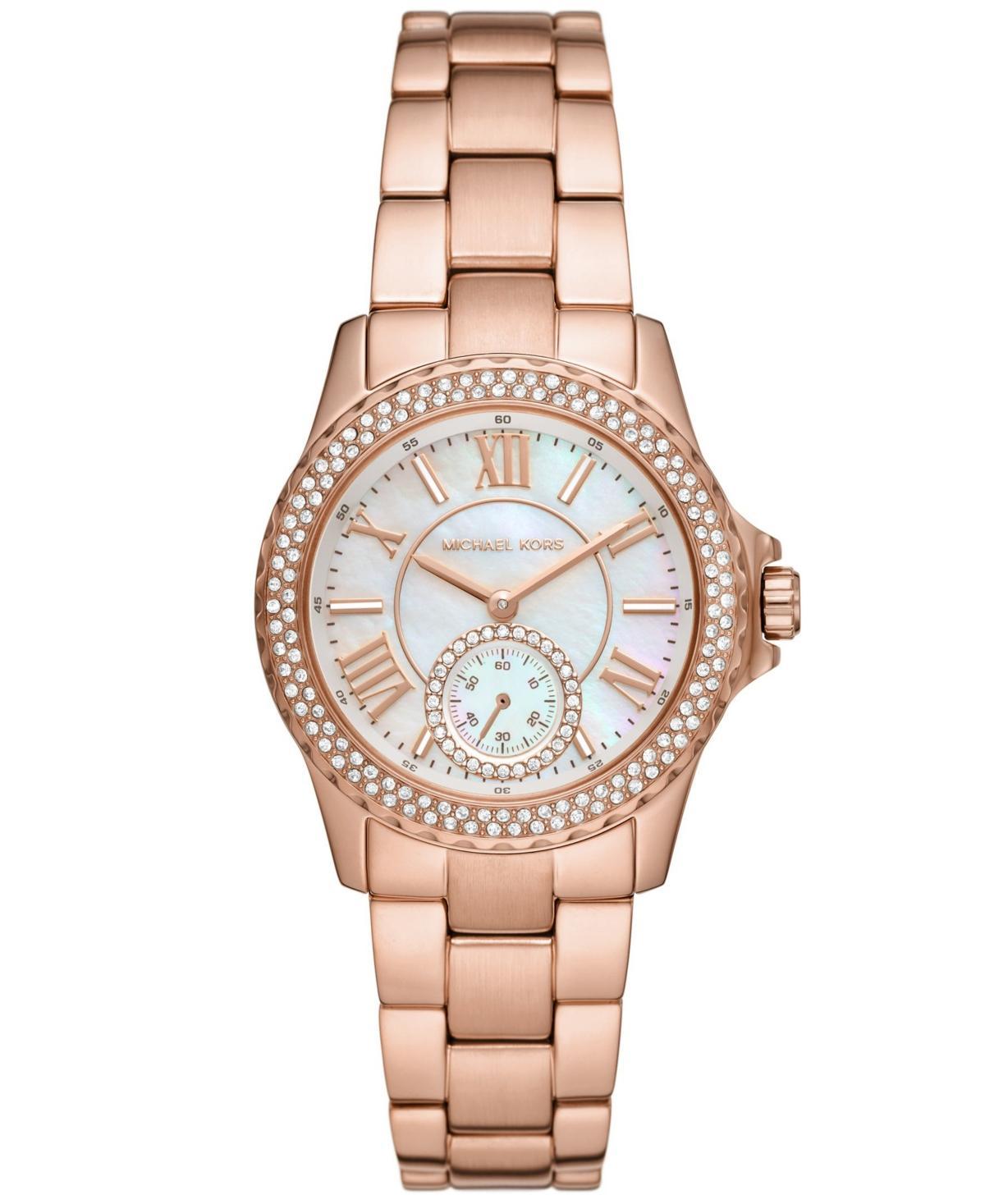 Michael Kors Womens Everest Quartz Three-Hand Rose Gold-Tone Stainless Steel Watch 33mm Product Image