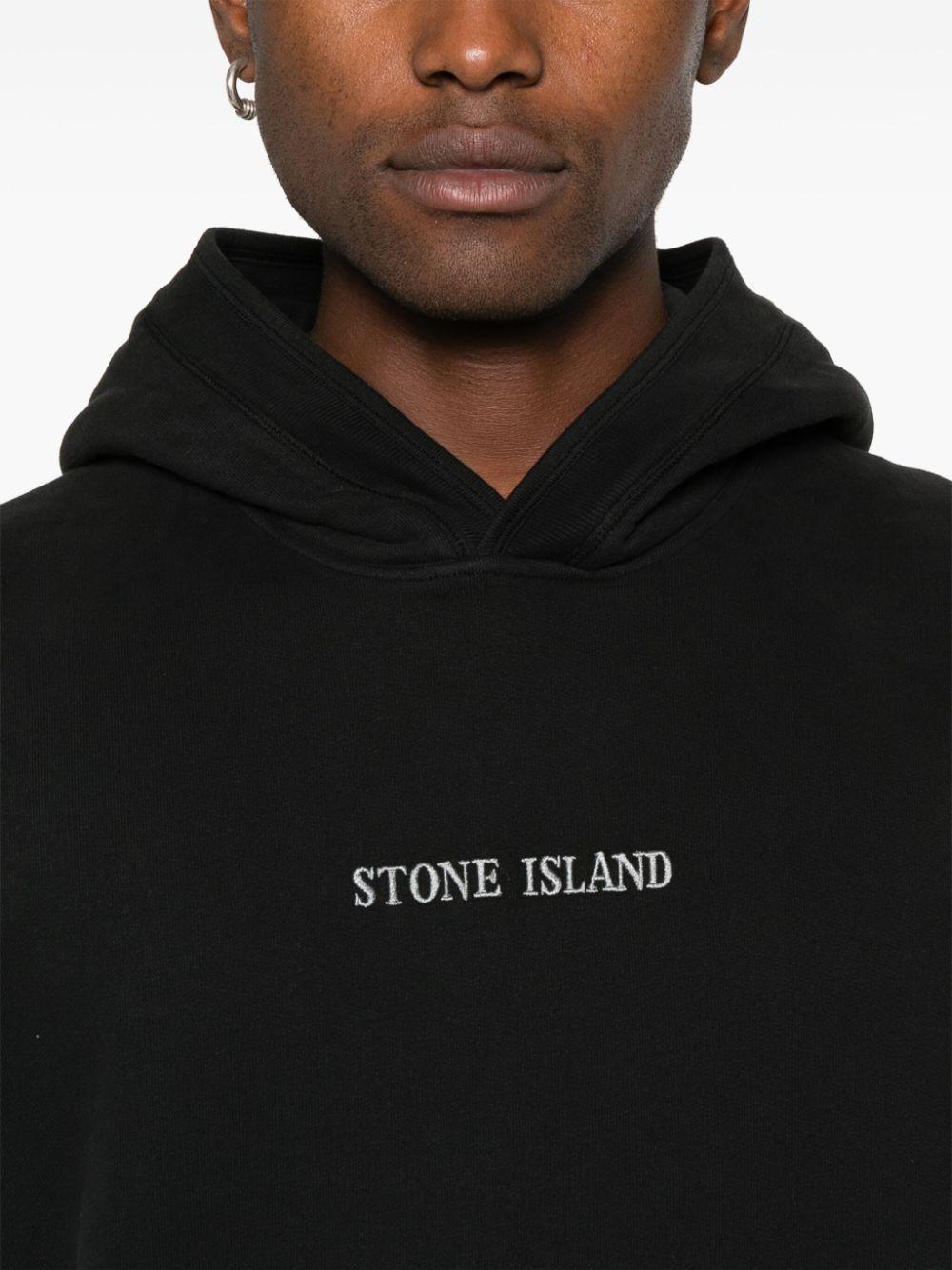 STONE ISLAND Organic-cotton Fleece-jersey Hoodie In Black Product Image