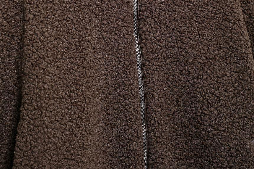 Striped Faux Shearling Zip Jacket Product Image