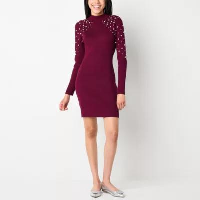 by&by Womens Long Sleeve Sweater Dress Juniors Product Image