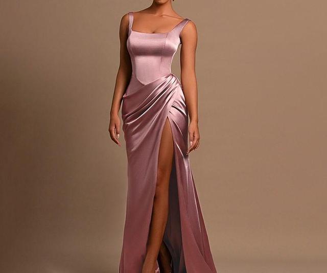 Sleeveless Square Neck Slit Hem Maxi A-Line Dress Product Image