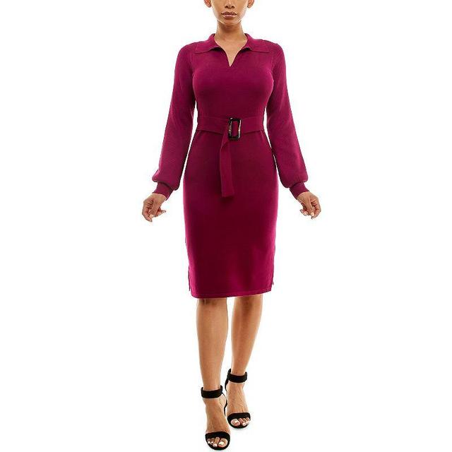 Womens Nina Leonard Johnny Collar Sweater Dress Product Image