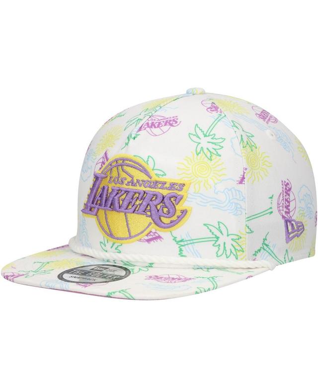 New Era Mens White Los Angeles Lakers Palm Trees and Waves Golfer Adjustable Hat Product Image