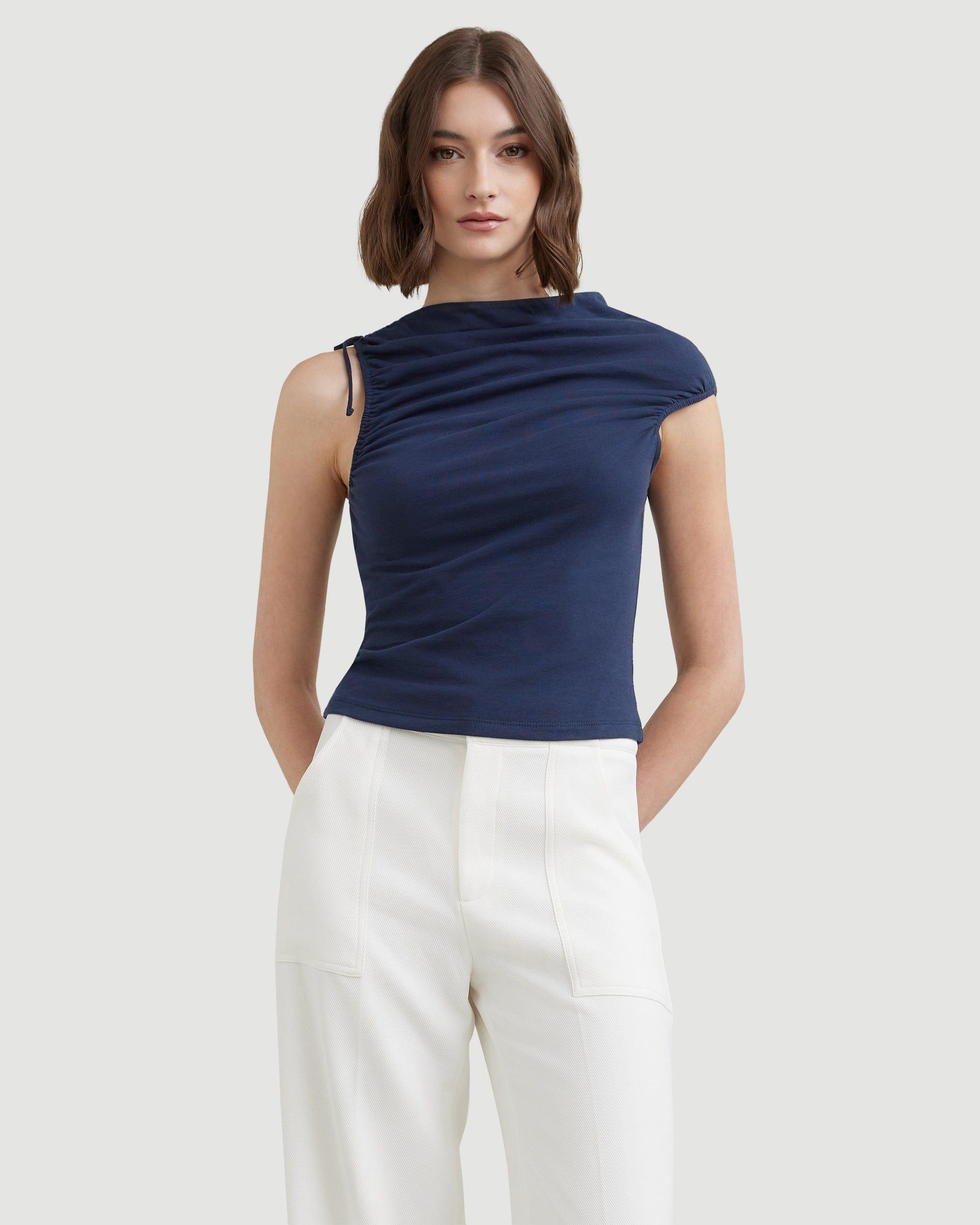 Delphine Ruched Sleeveless Tee Product Image