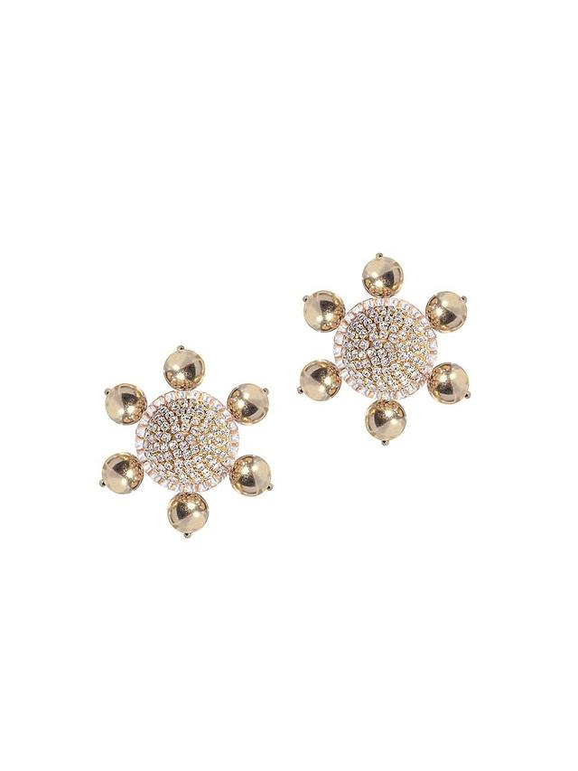 Womens toile Jolie Silvertone Or Goldtone & Rhinestone Clip-On Earrings Product Image