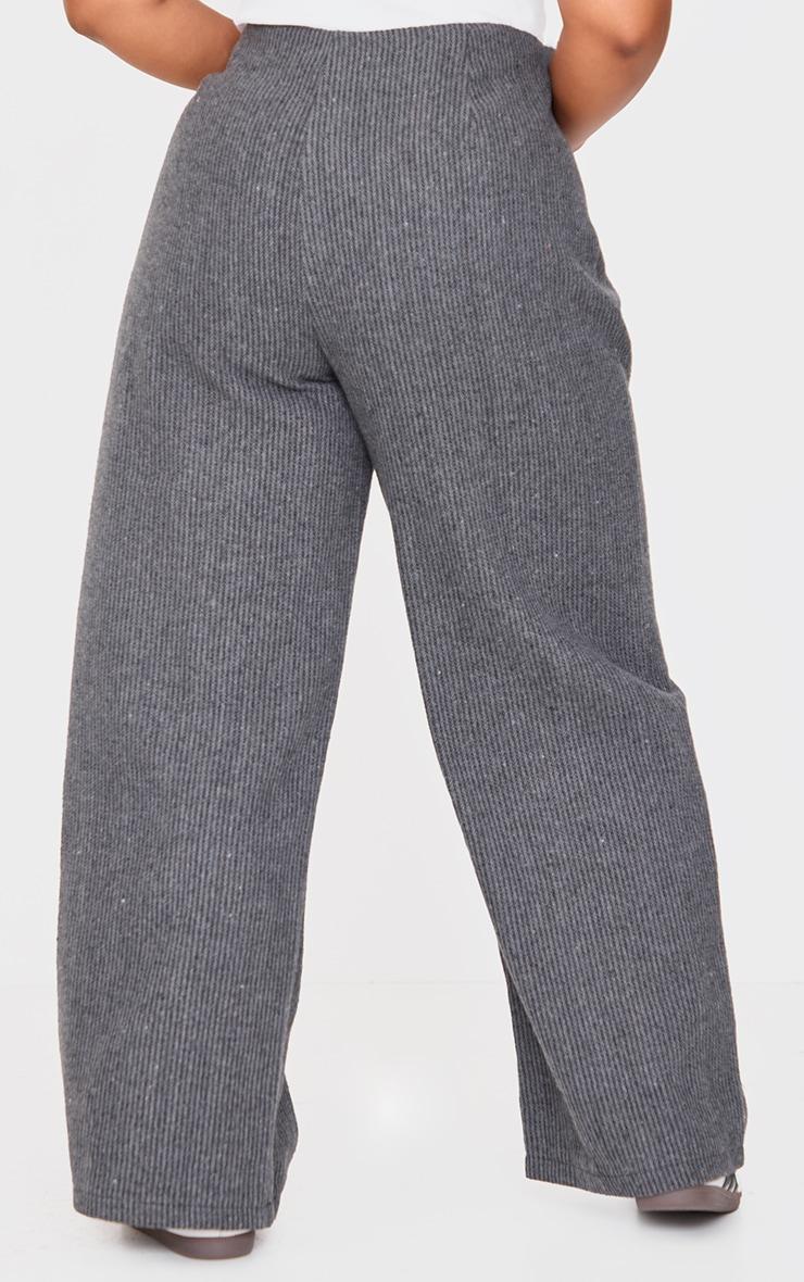 Plus Charcoal Tweed Low Rise Straight Leg Pants Product Image