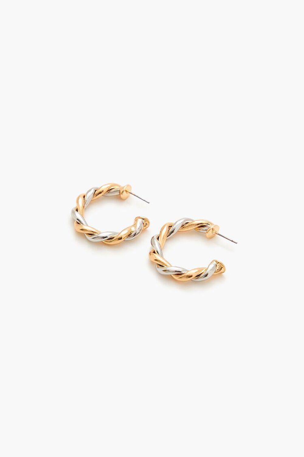 Twisted Two-Tone Hoop Earrings | Forever 21 Product Image