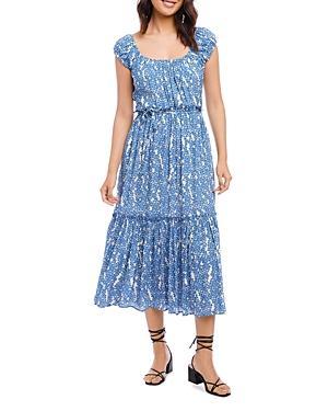 Karen Kane Floral Puff Sleeve Tiered Midi Dress Product Image