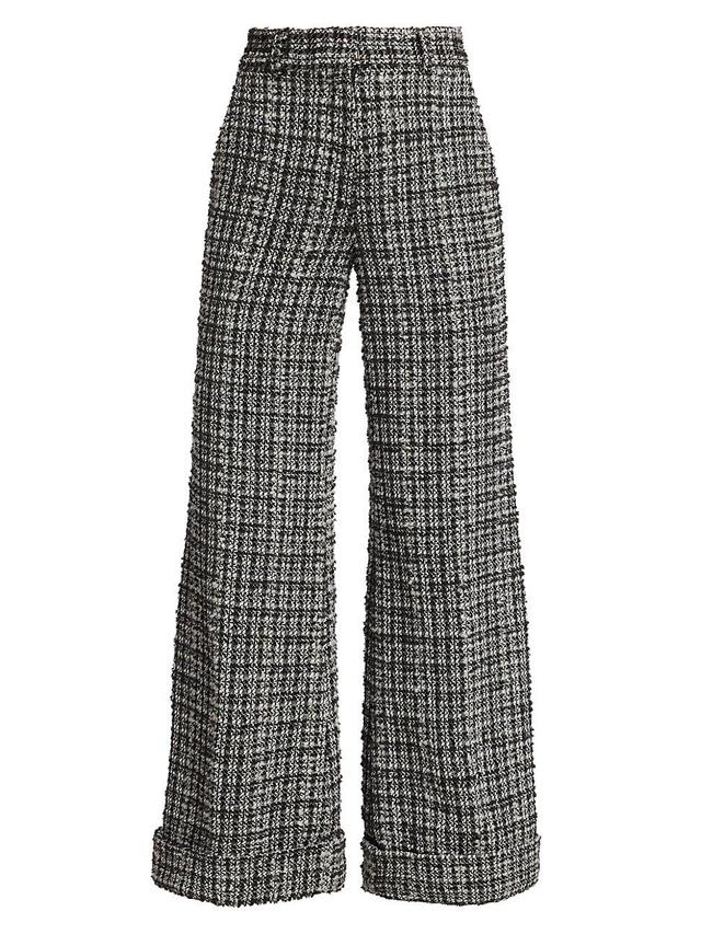 Womens Joey Plaid Tweed Wide-Leg Pants Product Image