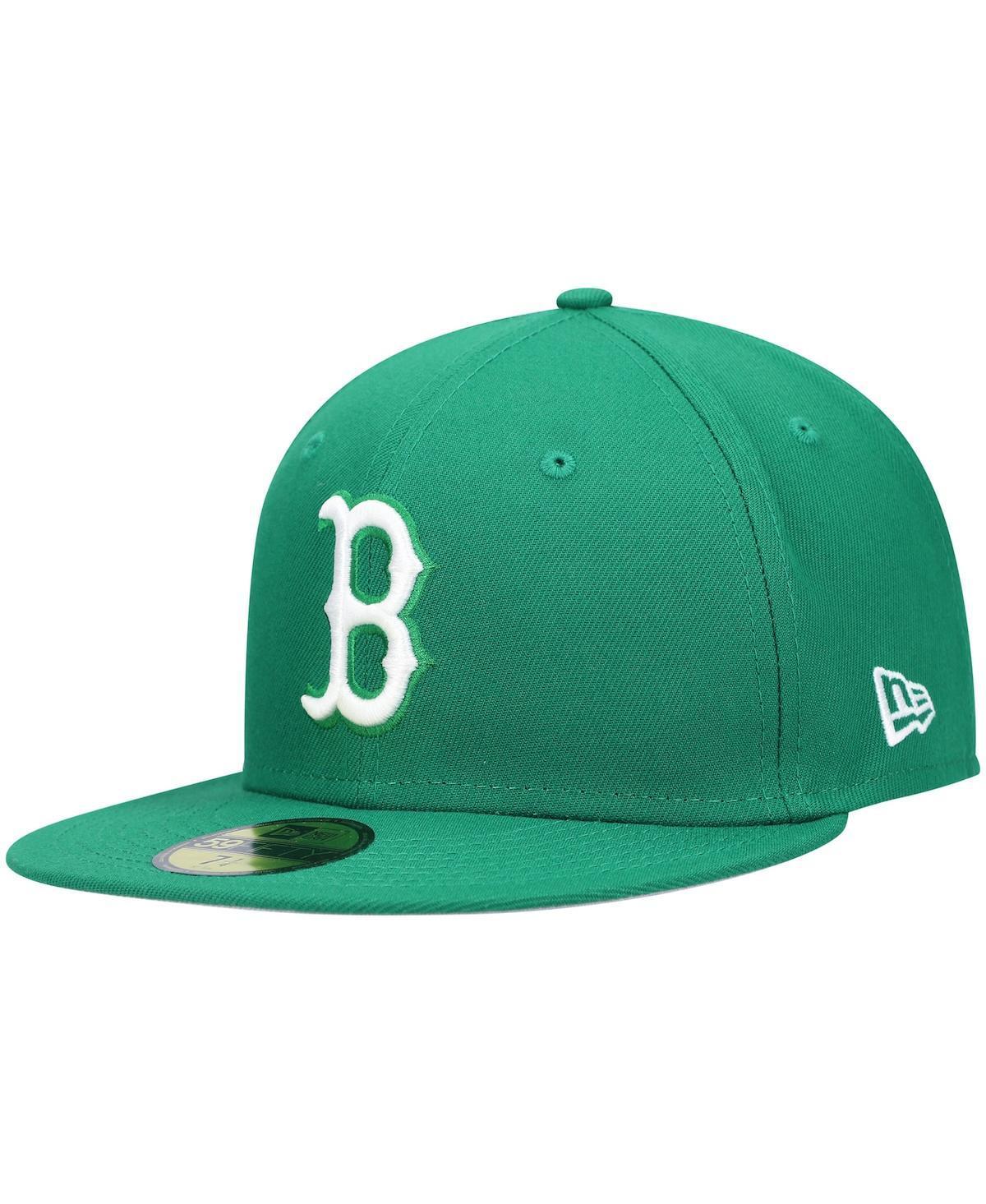 Mens Green Boston Red Sox Logo White 59FIFTY Fitted Hat Product Image