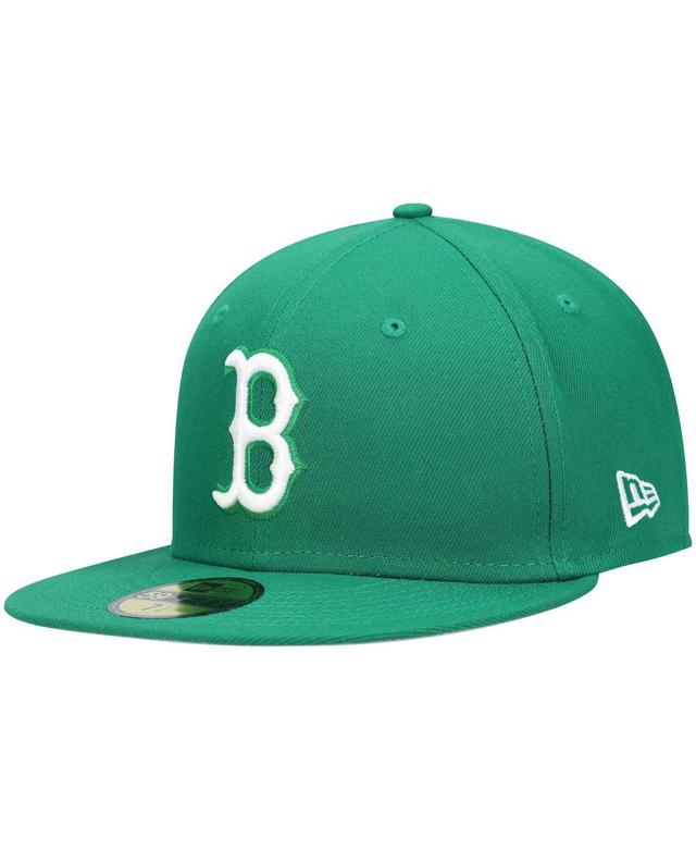 Mens Green Boston Red Sox Logo White 59FIFTY Fitted Hat Product Image