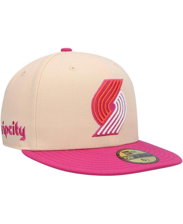 Mens New Era Orange/Pink Portland Trail Blazers Passion Mango 59FIFTY Fitted Hat Product Image