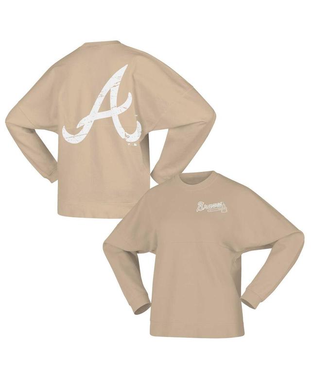 Womens Fanatics Tan Atlanta Braves Branded Fleece Pullover Sweatshirt Product Image