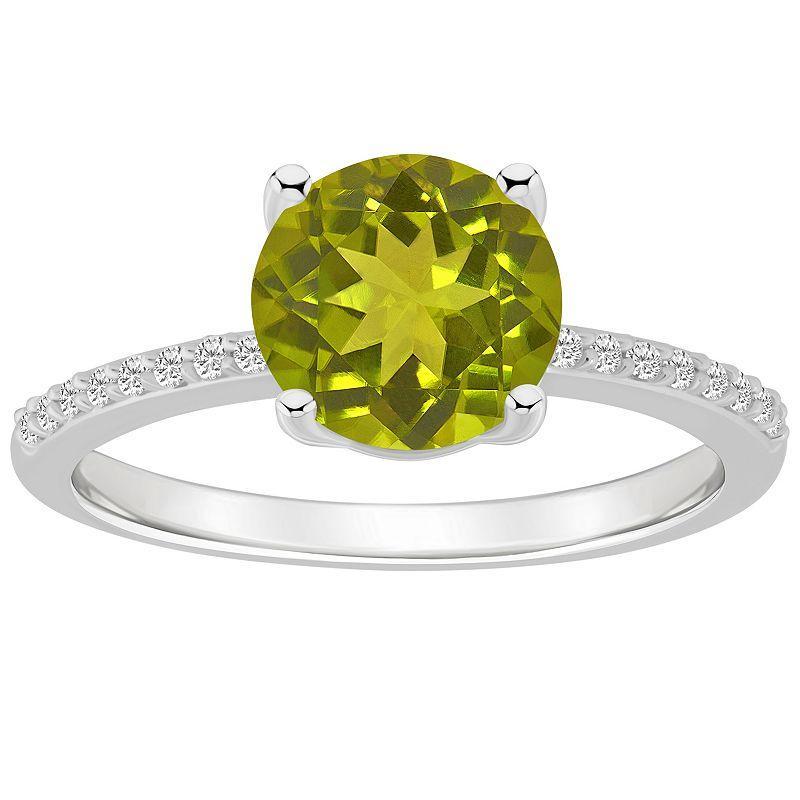 Alyson Layne 14k White Gold Round Peridot & 1/10 Carat T.W. Diamond Ring, Womens, Green Product Image