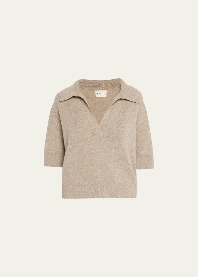 Khaite Shrunken Jo Cashmere Polo Sweater Product Image