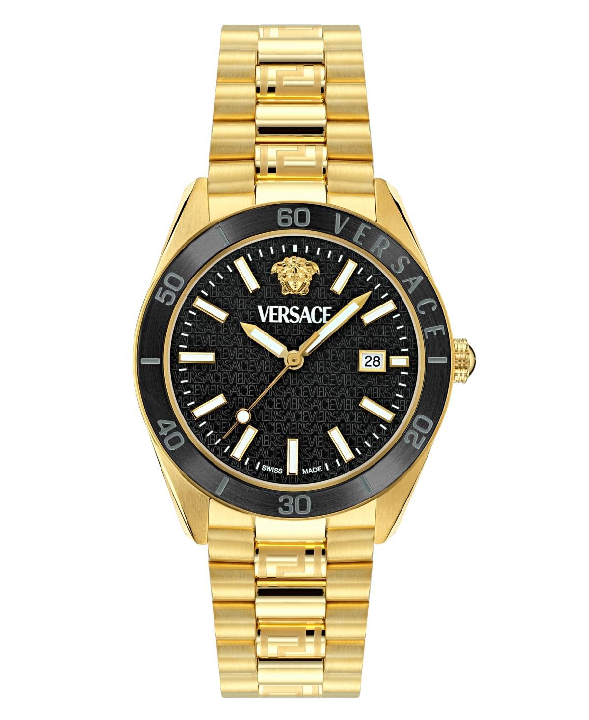 Versace Mens Swiss Gold Ion Plated Stainless Steel Bracelet Watch 42mm Product Image