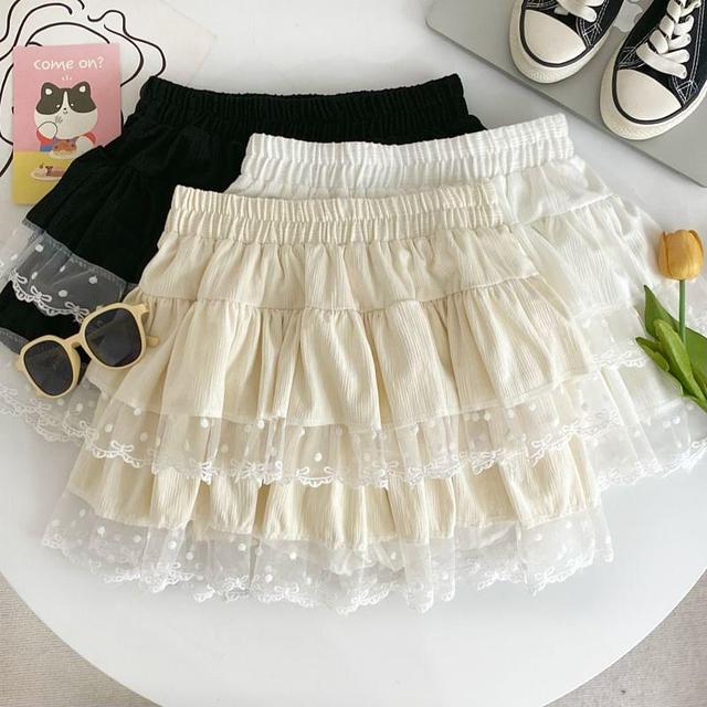 High Waist Ruffle Trim Mini A-Line Skirt Product Image