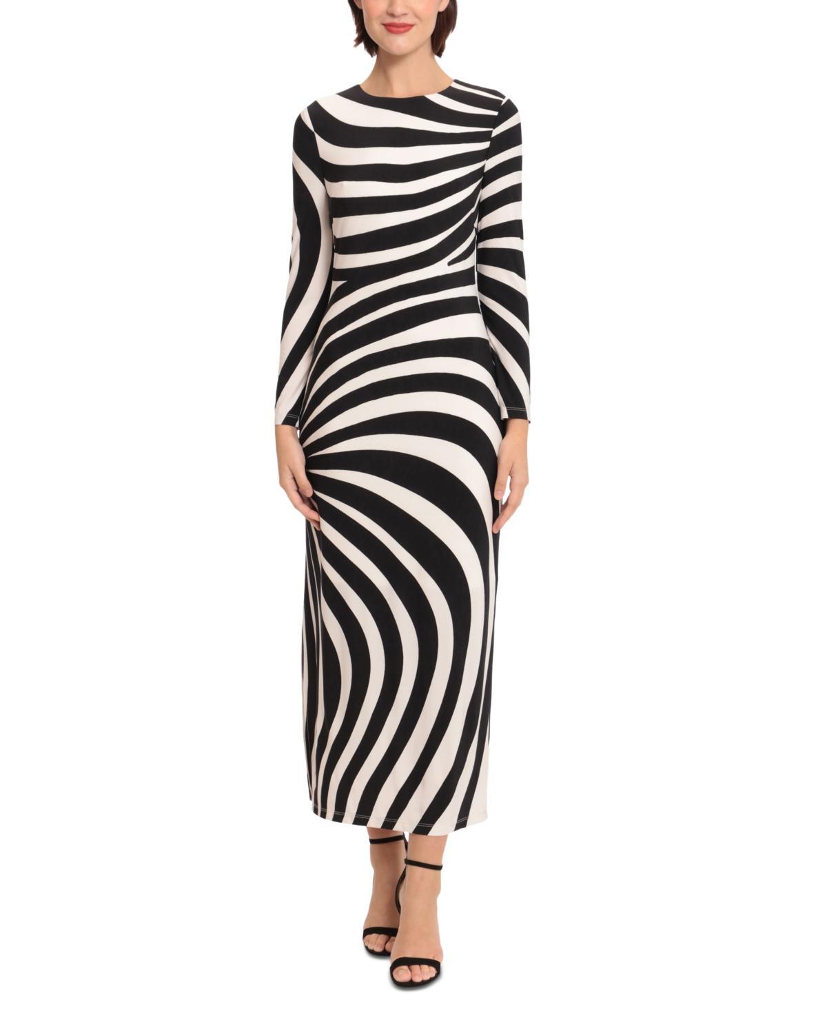 Donna Morgan Womens Printed Long-Sleeve Maxi Dress - Ivory product image