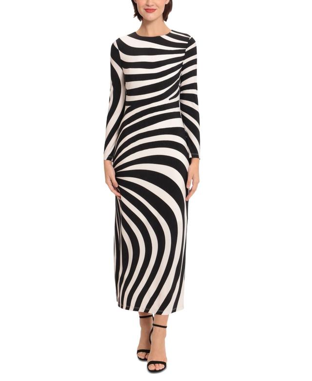 Donna Morgan Womens Printed Long-Sleeve Maxi Dress - Ivory Product Image