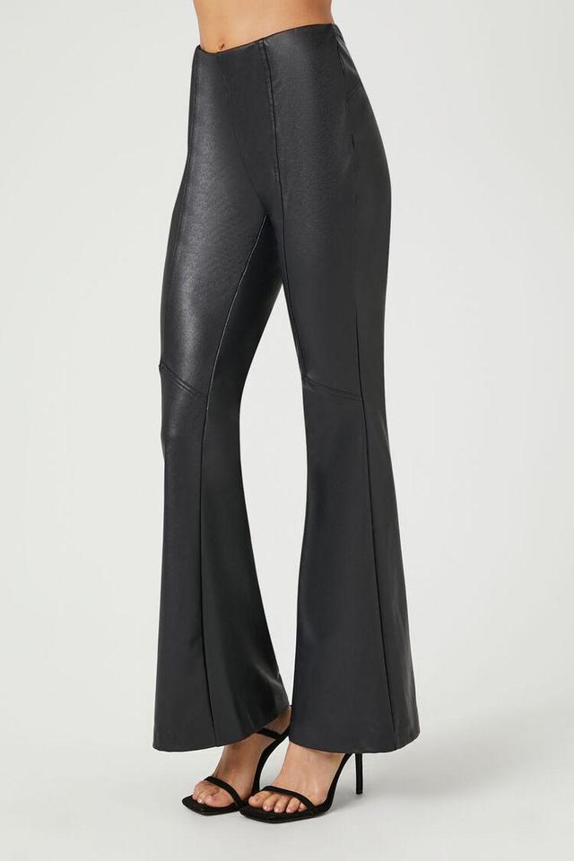 Faux Leather Mid-Rise Flare Pants | Forever 21 Product Image