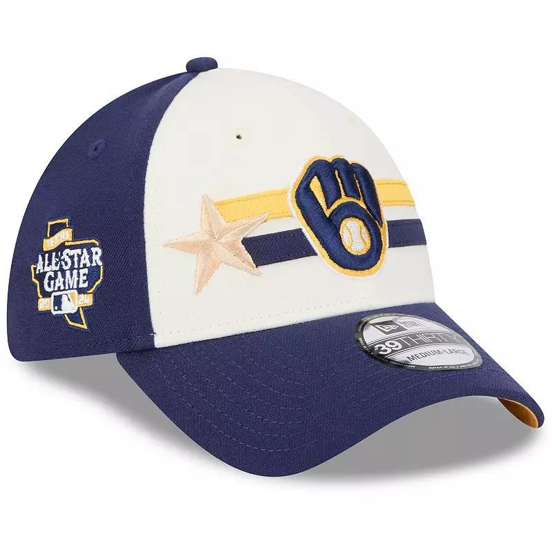 Mens New Era Cream/Navy Milwaukee Brewers 2024 MLB All-Star Game Workout 39THIRTY Flex Hat Product Image