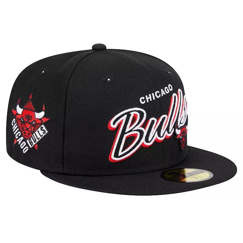 Mens New Era Chicago Bulls Sport Night Script Sided 59FIFTY Fitted Hat Product Image