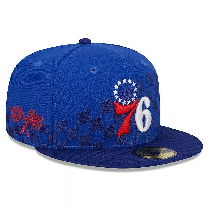 Mens New Era Royal Philadelphia 76ers 2024 NBA All-Star Game Rally Drive Checkerboard 59FIFTY Crown Fitted Hat Product Image