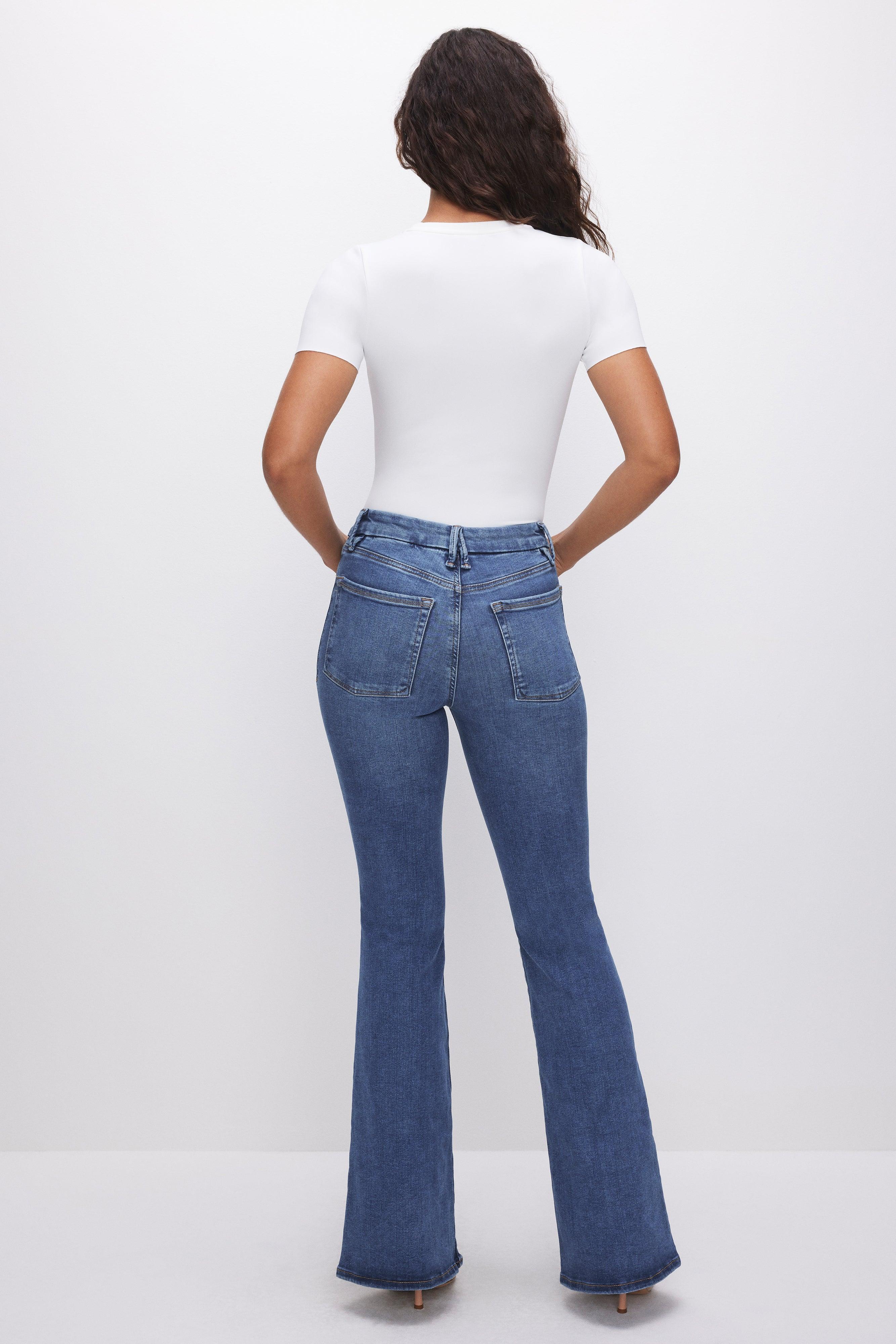 POWER STRETCH PULL-ON FLARE JEANS | INDIGO490 Product Image