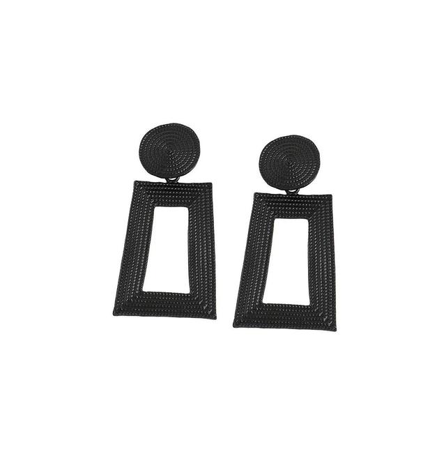 Sohi Womens Black Geometric Rope Drop Earrings Product Image