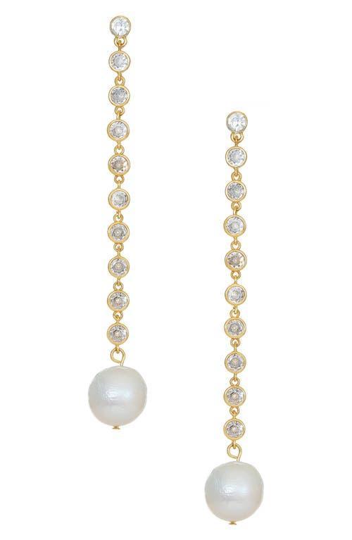 Womens 18K Gold-Plated, Cubic Zirconia & Freshwater Pearl Chain Earrings Product Image