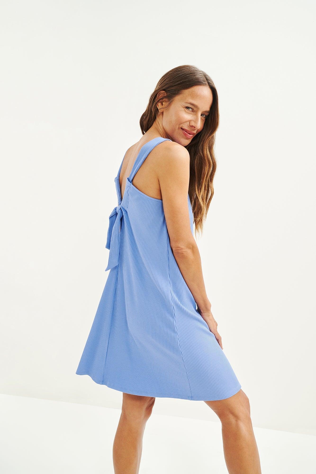 Dala Paris Rib Dress - Sky - ReAmour Female Product Image