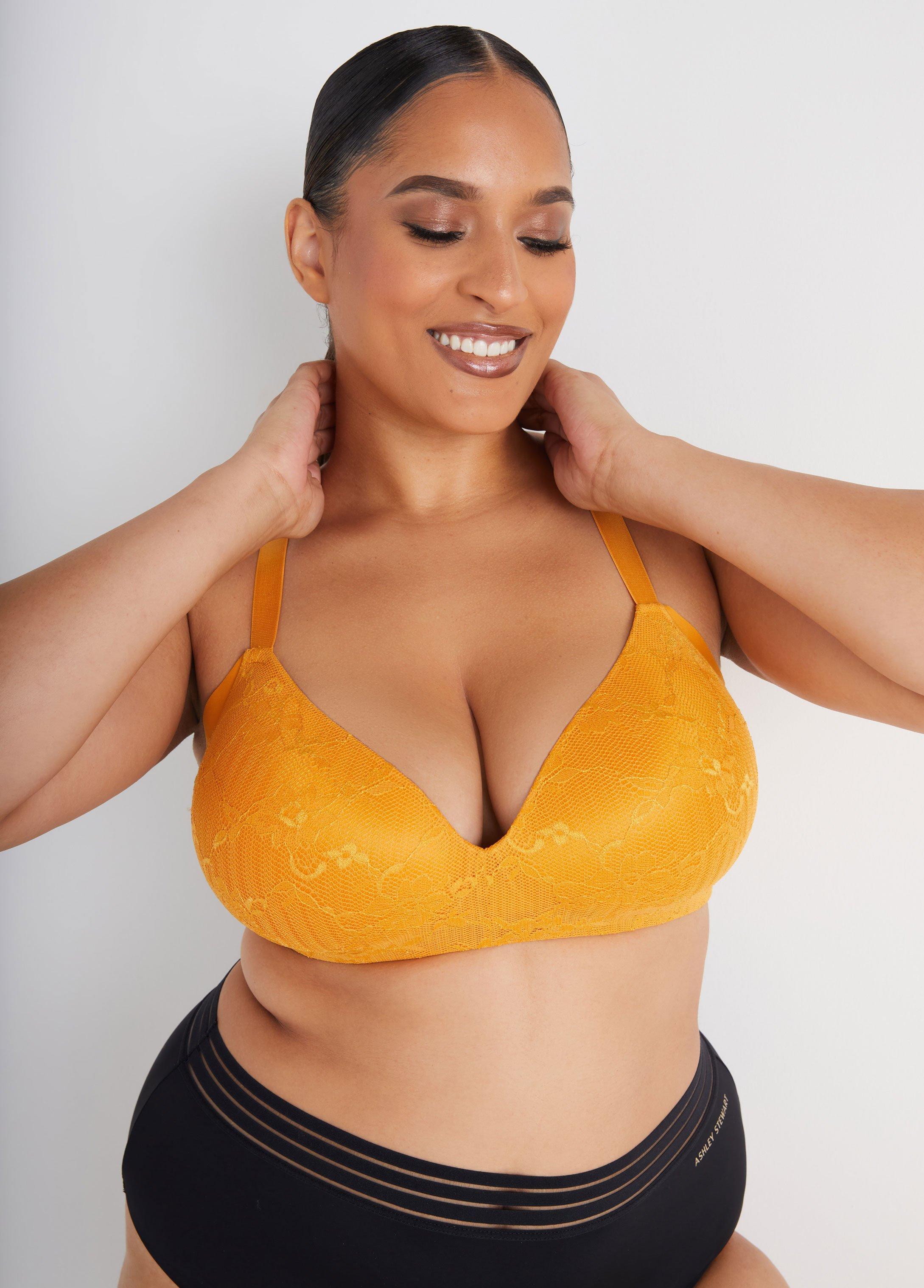 Plus Size Lace Side Smoothing Wireless Bra Ashley Stewart Product Image