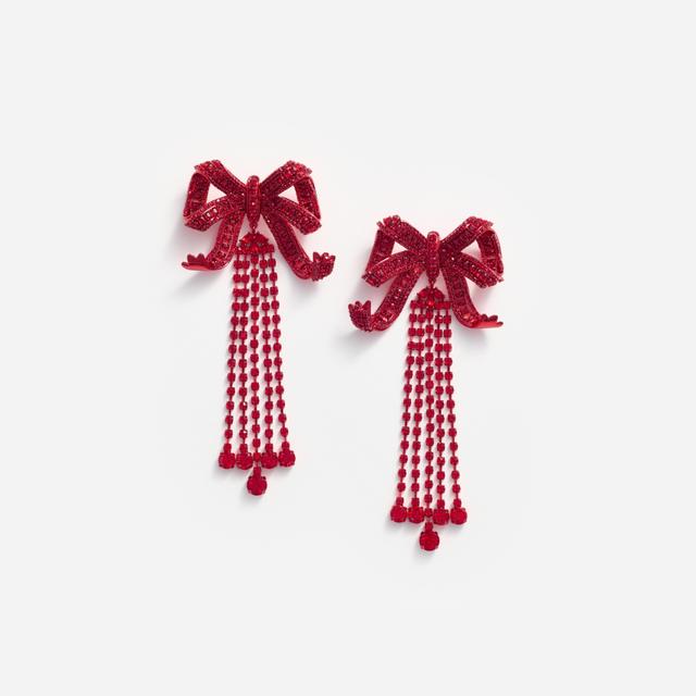 Red Bow Diamante Earrings Product Image