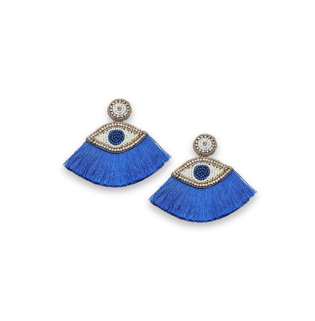 Sohi Womens Evil Eye Tassel Drop Earrings Product Image