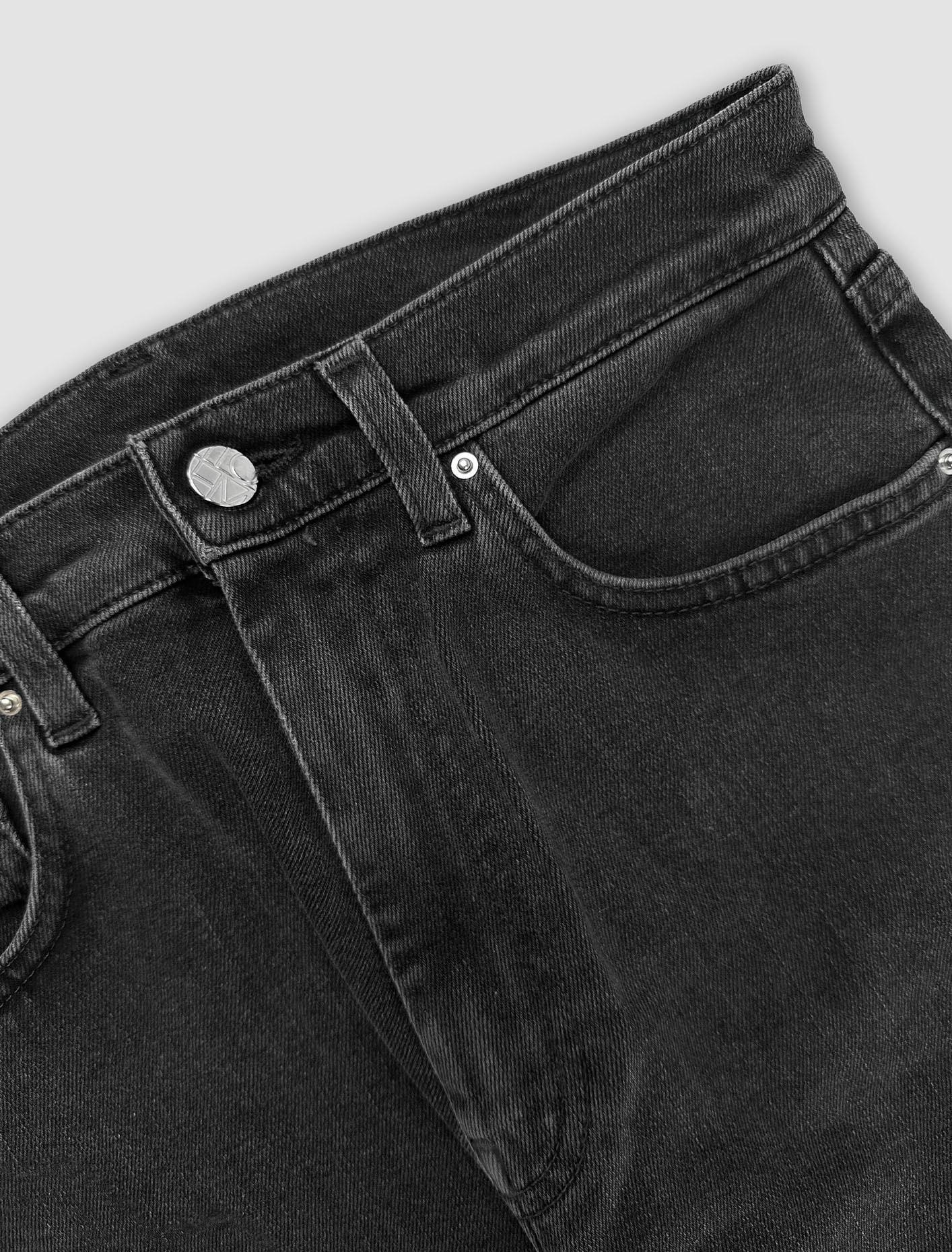 Denim With Bias Stitching In Grey Product Image