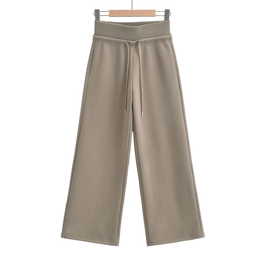 High Rise Plain Loose-Fit Wide-Leg Sweatpants Product Image