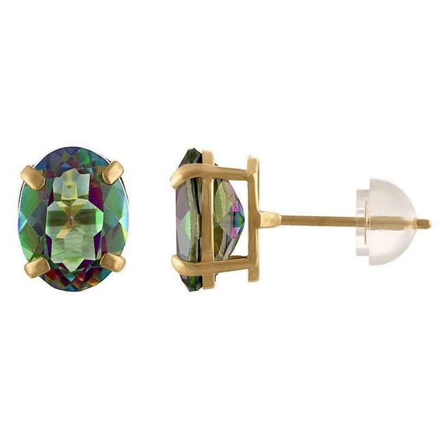 14k Gold Mystic Fire Topaz Stud Earrings, Womens Product Image