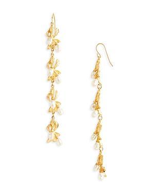 Womens Satin 22K-Gold-Plated & Pearl Flower Drop Earrings Product Image