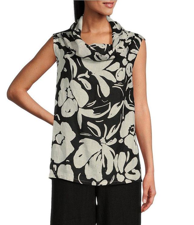 Bryn Walker Etta Woven Floral Cowl Neck Sleeveless Tank Product Image