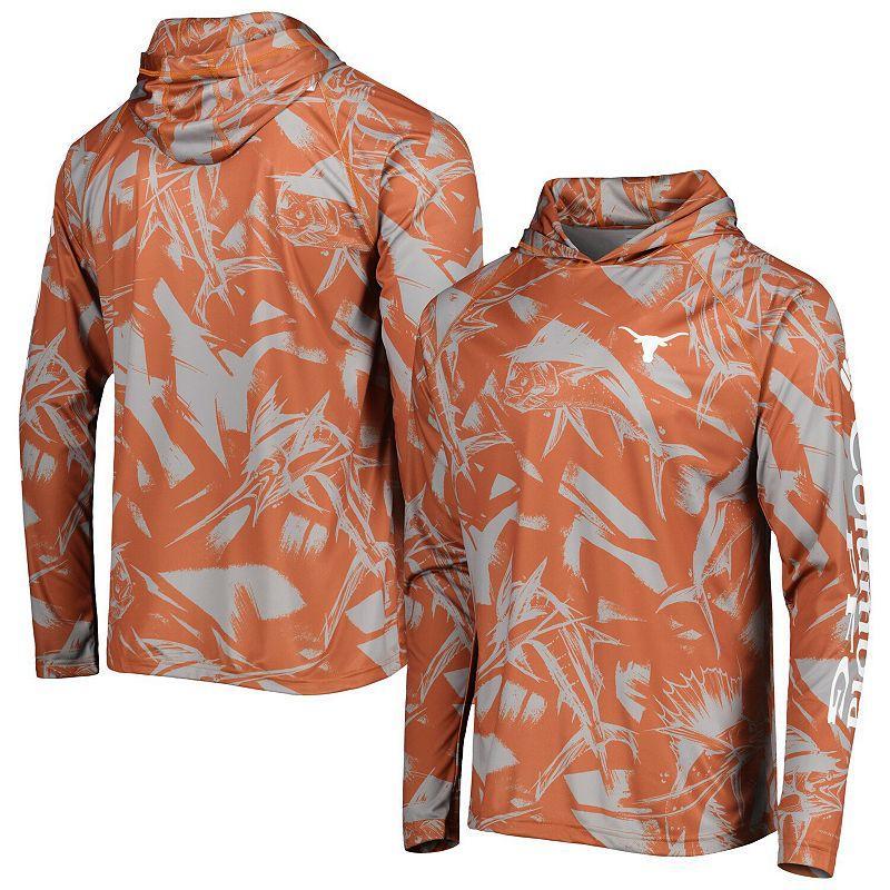 Mens Columbia Texas Orange/Gray Texas Longhorns Super Terminal Tackle Omni-Shade Raglan Long Sleeve Hoodie T-Shirt Product Image