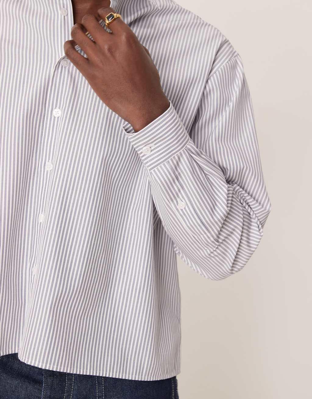 ASOS DESIGN oversized boxy shirt in black and white stripe Product Image