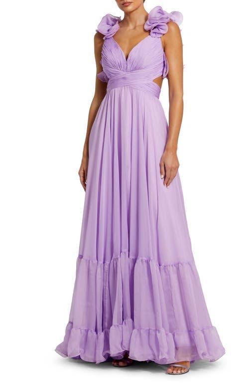 Womens Ieena Ruffle Tiered Cut-Out Chiffon Gown Product Image