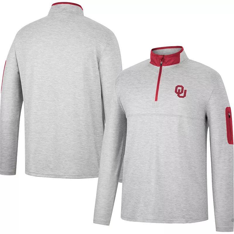 Mens Colosseum Heathered Gray/Red Wisconsin Badgers Country Club Windshirt Quarter-Zip Jacket Product Image