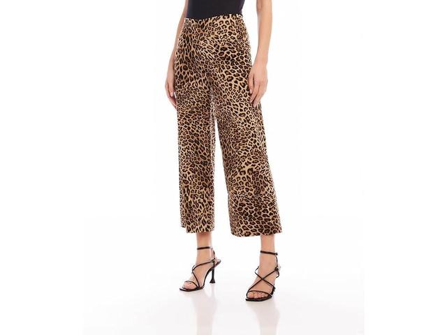 Karen Kane Leopard Print Corduroy Wide Leg Crop Pants Product Image