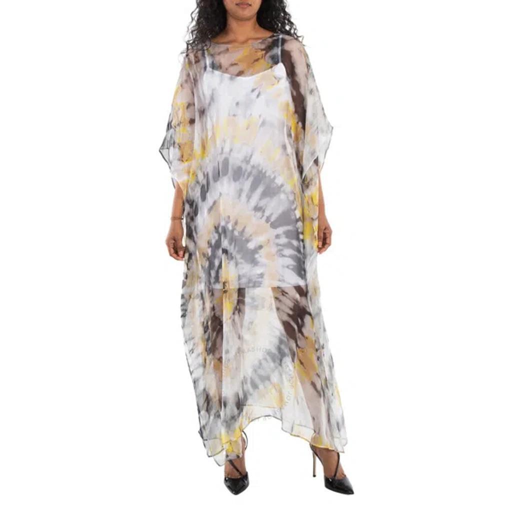 Chloe Ladies Kaftan-inspired Silk Crepon Maxi Dress In Grey Product Image