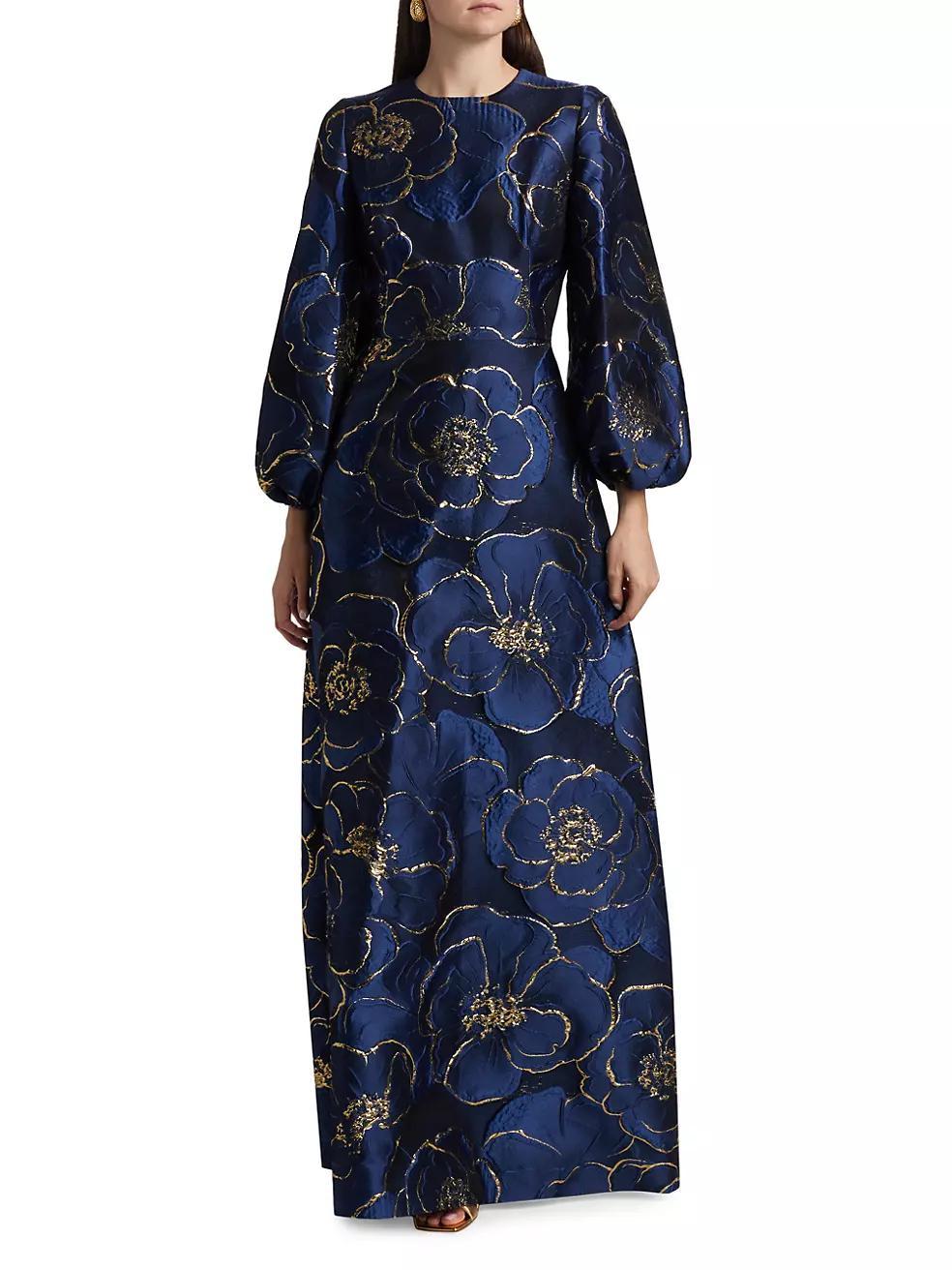 Brocade Puff-Sleeve Kaftan Gown Product Image