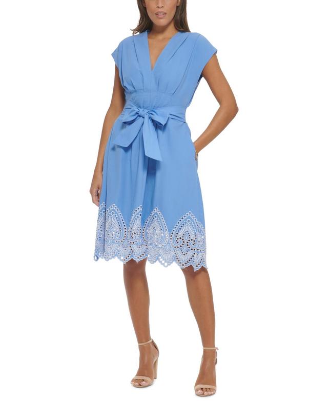 kensie Womens Eyelet-Trim Shift Dress Product Image