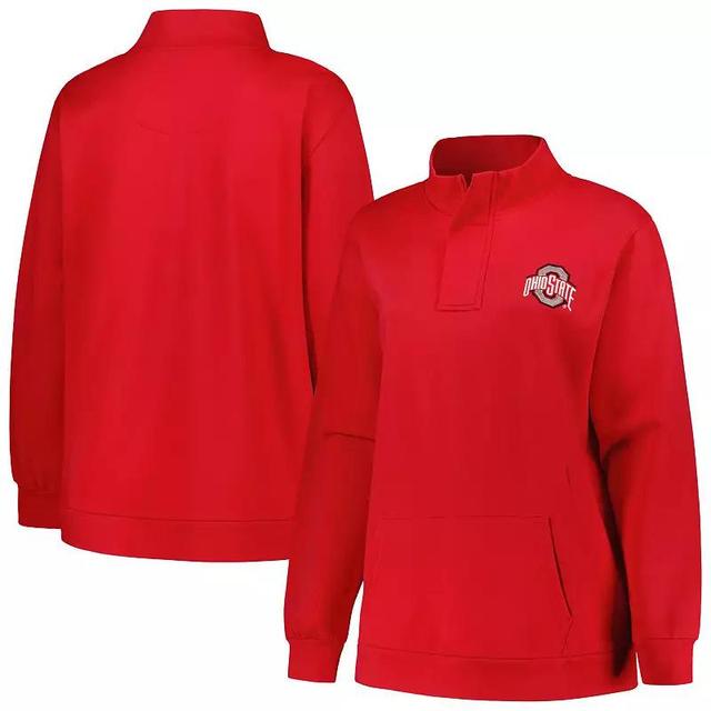 Womens Profile Scarlet Ohio State Buckeyes Plus Size Fleece Quarter-Zip Jacket Product Image