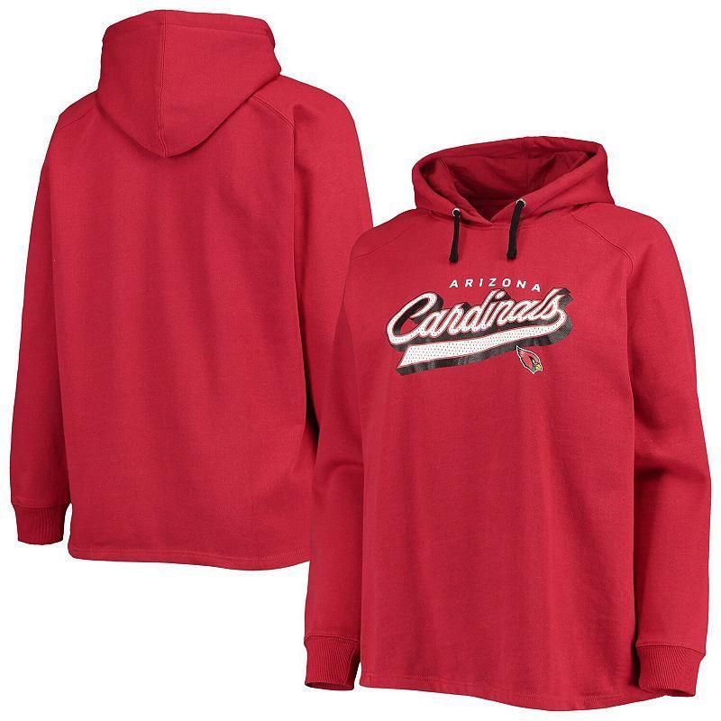 Womens Fanatics Cardinal Arizona Cardinals Plus Size First Contact Raglan Pullover Hoodie Product Image