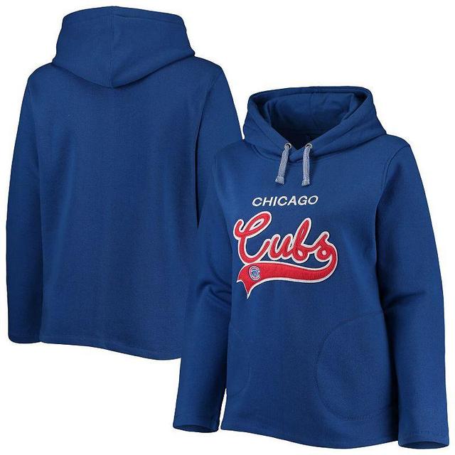 Womens Soft as a Grape Royal Chicago Cubs Plus Size Side Split Pullover Hoodie Product Image